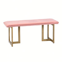 Upholstered Velvet Bench 44.5" W X 15" D X 18.5" H,Golden Powder Coating Legs