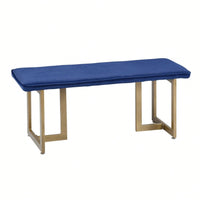 Upholstered Velvet Bench 44.5" W X 15" D X 18.5" H,Golden Powder Coating Legs