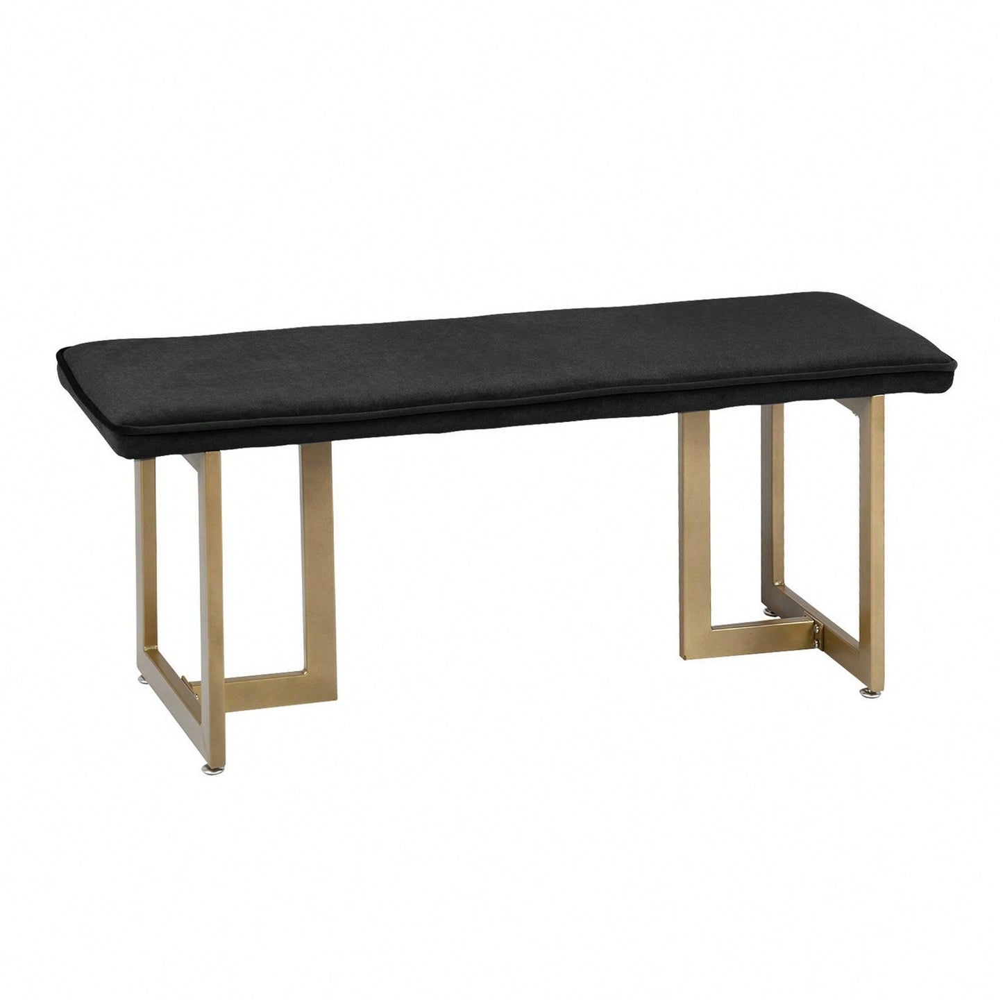 Upholstered Velvet Bench 44.5" W X 15" D X 18.5" H,Golden Powder Coating Legs