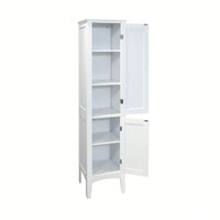 Tall Narrow Tower Freestanding Cabinet With 2 Shutter Doors 5 Tier Shelves For Bathroom, Kitchen ,Living Room ,Storage Cabinet