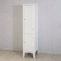 Tall Narrow Tower Freestanding Cabinet With 2 Shutter Doors 5 Tier Shelves For Bathroom, Kitchen ,Living Room ,Storage Cabinet