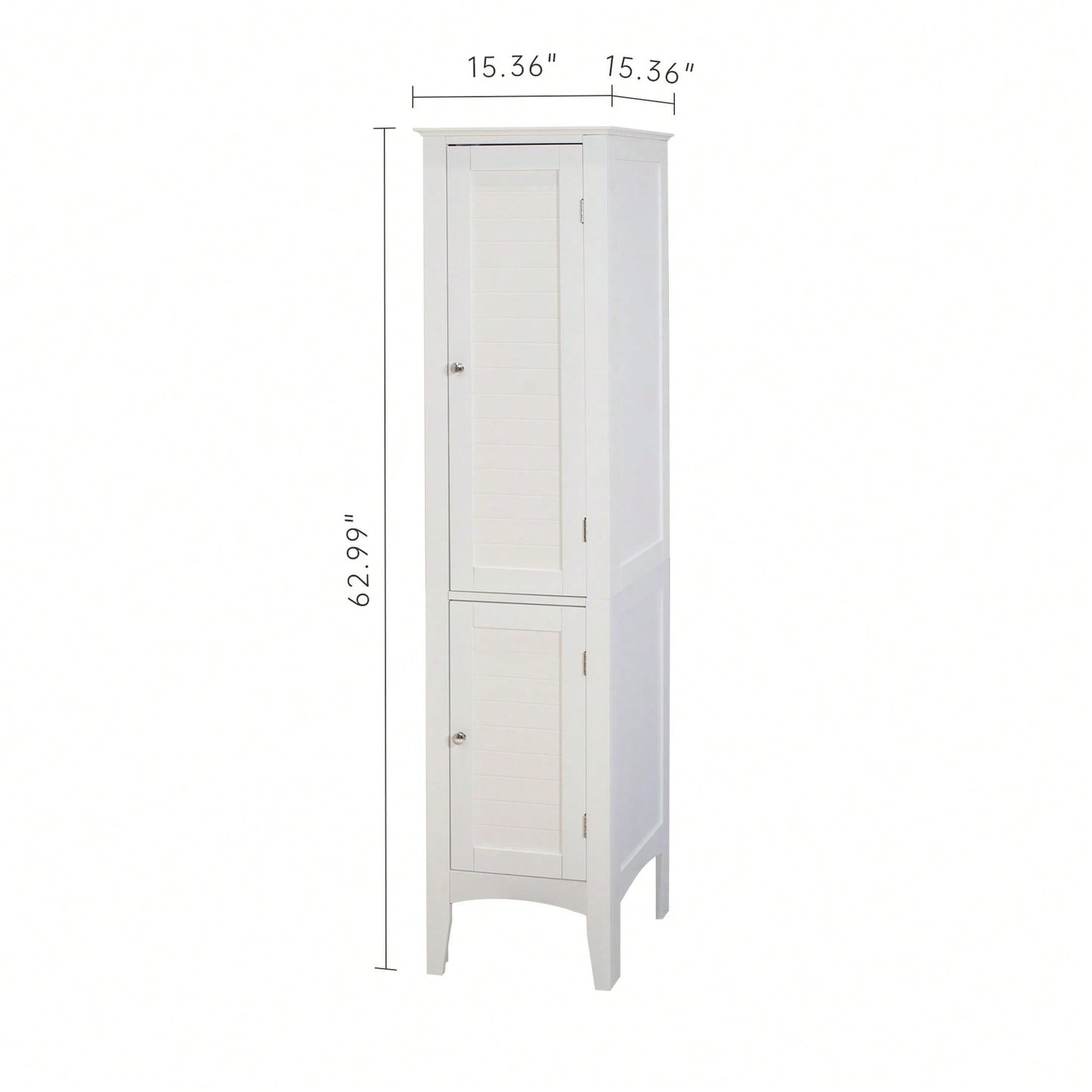 Tall Narrow Tower Freestanding Cabinet With 2 Shutter Doors 5 Tier Shelves For Bathroom, Kitchen ,Living Room ,Storage Cabinet