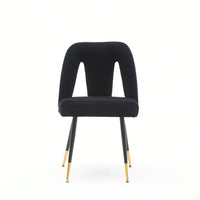 Modern Contemporary Velvet Upholstered Dining Chair With Nailheads And Gold Tipped Black Metal Legs,Set Of 2