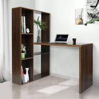 2 in 1 Computer Desk L-Shape Desktop with Shelves Oak Finish Adjustable Height 29.5 to 54.3 Inches 47.2W x 19.7D