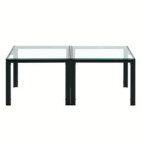 Coffee Table Set Of 2, Square Modern Table With Tempered Glass Finish For Living Room