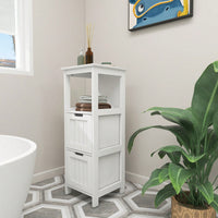 Bathroom Floor Cabinet With 2 Drawers And 1 Storage Shelf,Freestanding Wood Storage Organizer Cabinet