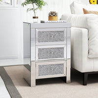 Mirrored Nightstand, Silver Bedside Tables, Mirrored End Table Side Table For Bedroom Living Room