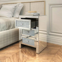 Mirrored Nightstand, Silver Bedside Tables, Mirrored End Table Side Table For Bedroom Living Room