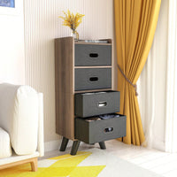 4-Tier Fabric Storage Tower with Removable Drawers and Handrail for Bedroom Closet Nursery Entryway Organization