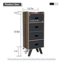 4-Tier Fabric Storage Tower with Removable Drawers and Handrail for Bedroom Closet Nursery Entryway Organization