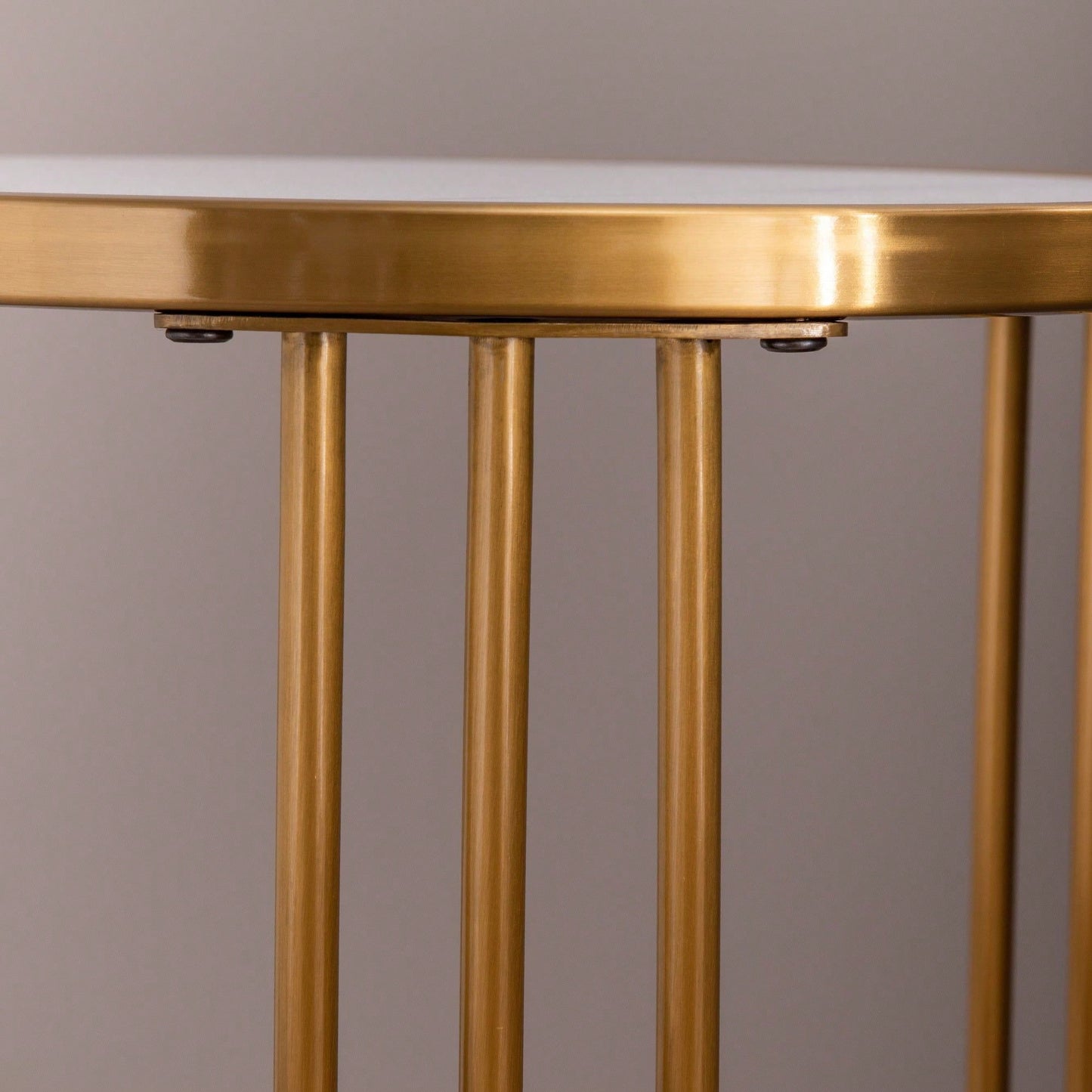 Sintered Stone Round Side/End Table With Golden Stainless Steel Frame