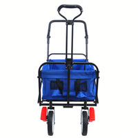 Collapsible Outdoor Utility Wagon, Heavy Duty Folding Garden Portable Hand Cart, Drink Holder, Adjustable Handles