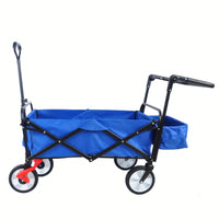 Collapsible Outdoor Utility Wagon, Heavy Duty Folding Garden Portable Hand Cart, Drink Holder, Adjustable Handles