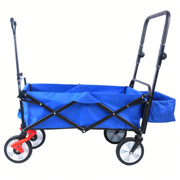 Collapsible Outdoor Utility Wagon, Heavy Duty Folding Garden Portable Hand Cart, Drink Holder, Adjustable Handles