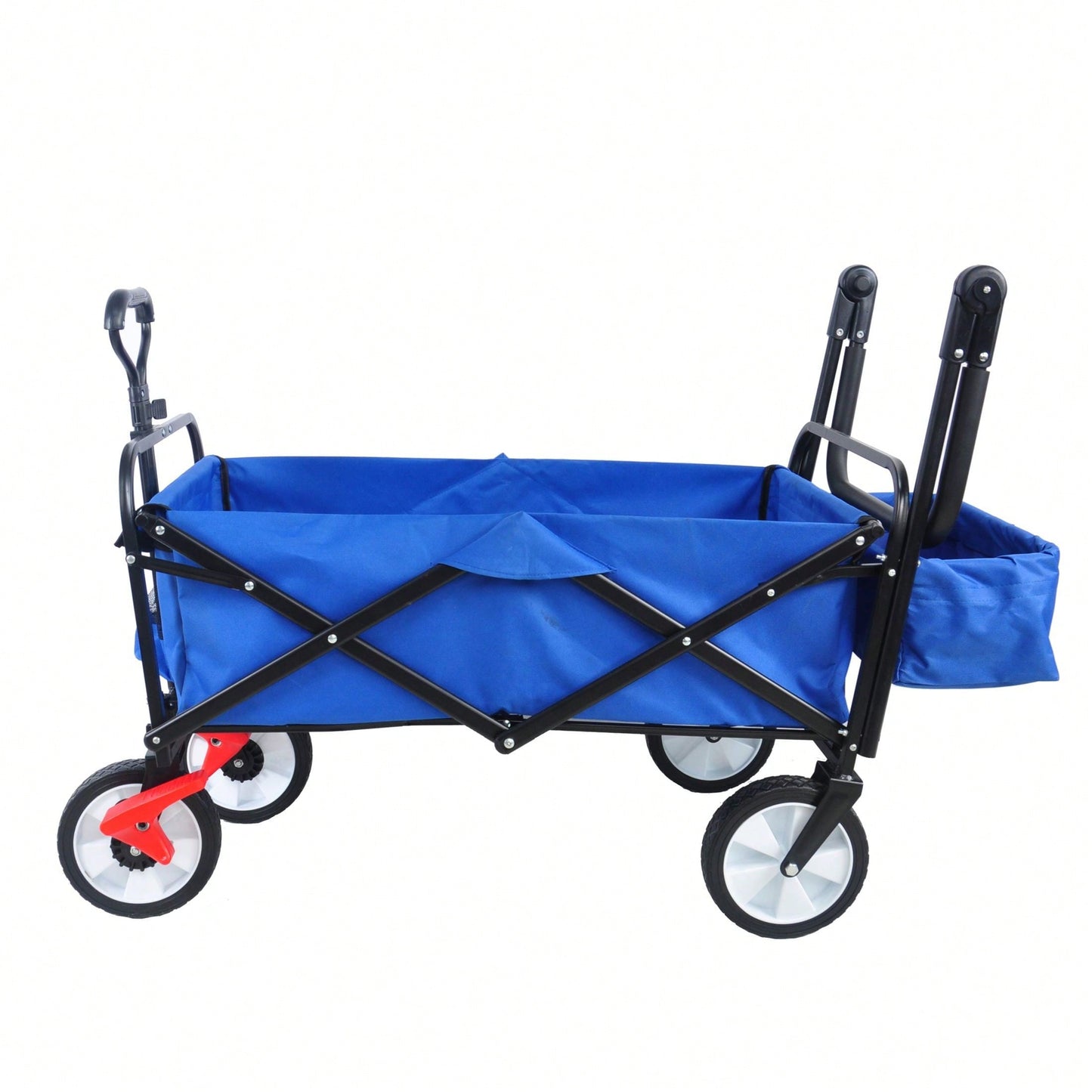 Collapsible Outdoor Utility Wagon, Heavy Duty Folding Garden Portable Hand Cart, Drink Holder, Adjustable Handles