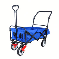 Collapsible Outdoor Utility Wagon, Heavy Duty Folding Garden Portable Hand Cart, Drink Holder, Adjustable Handles