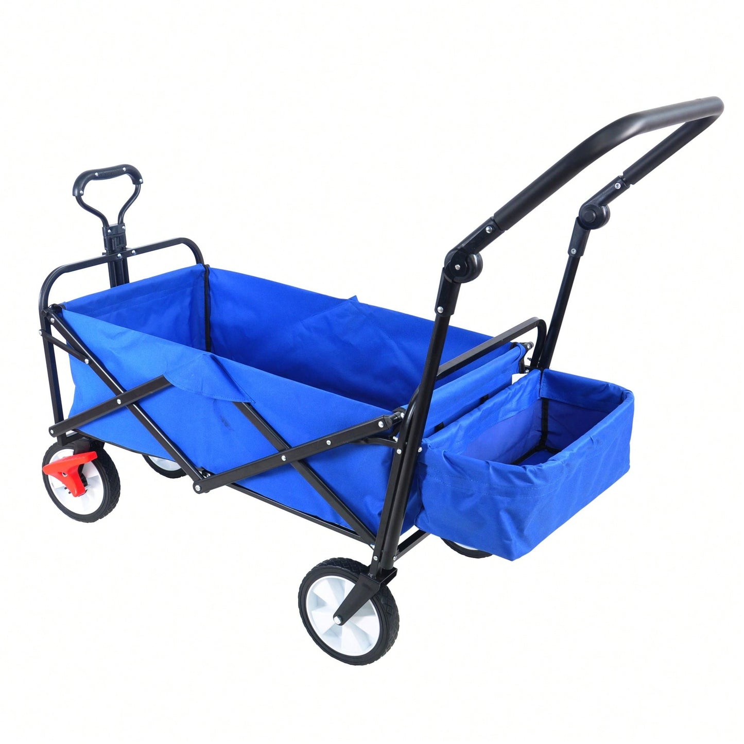 Collapsible Outdoor Utility Wagon, Heavy Duty Folding Garden Portable Hand Cart, Drink Holder, Adjustable Handles