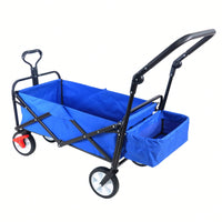 Collapsible Outdoor Utility Wagon, Heavy Duty Folding Garden Portable Hand Cart, Drink Holder, Adjustable Handles