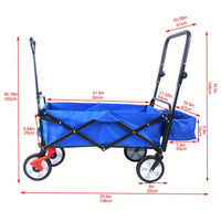 Collapsible Outdoor Utility Wagon, Heavy Duty Folding Garden Portable Hand Cart, Drink Holder, Adjustable Handles