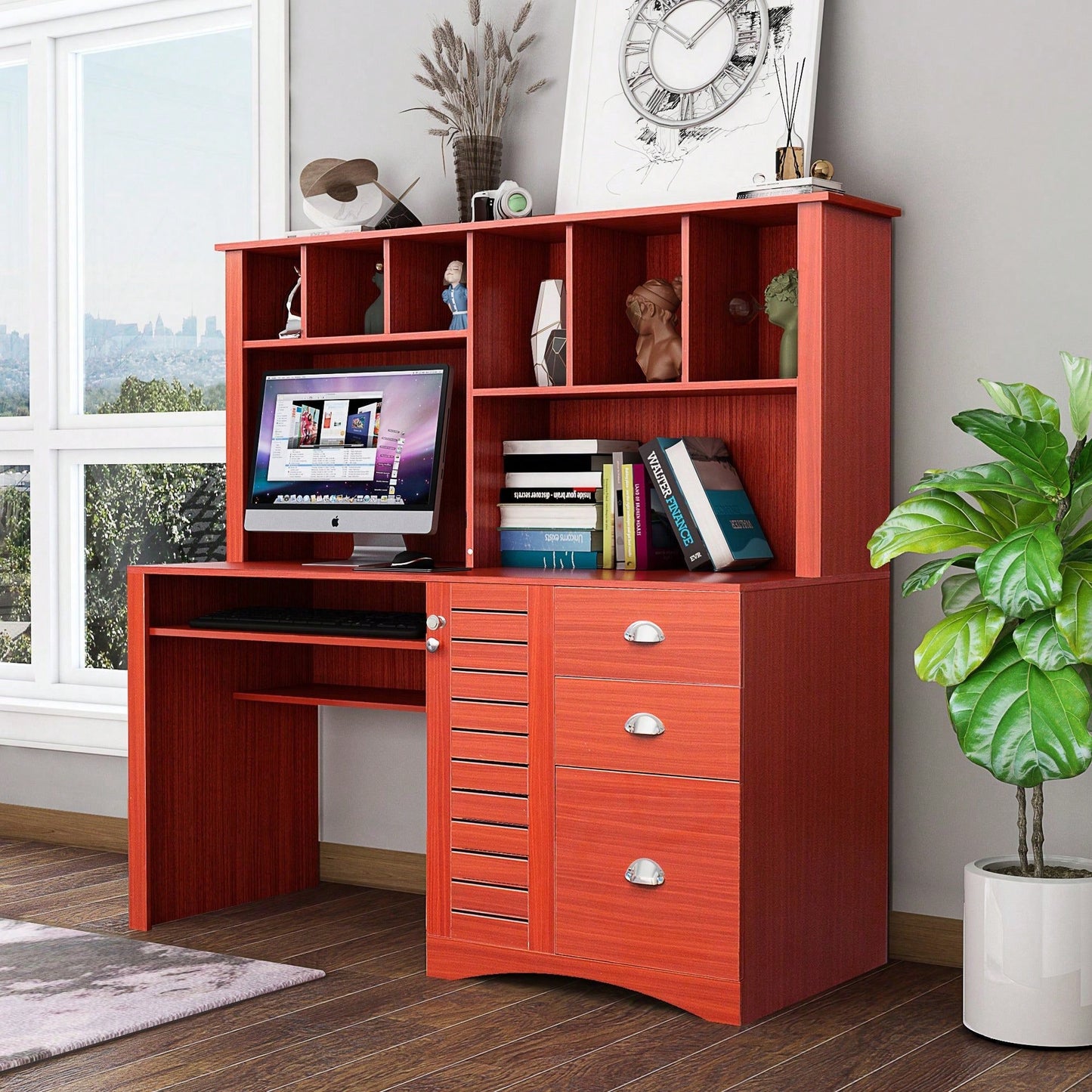 Home Office Computer Desk With Hutch