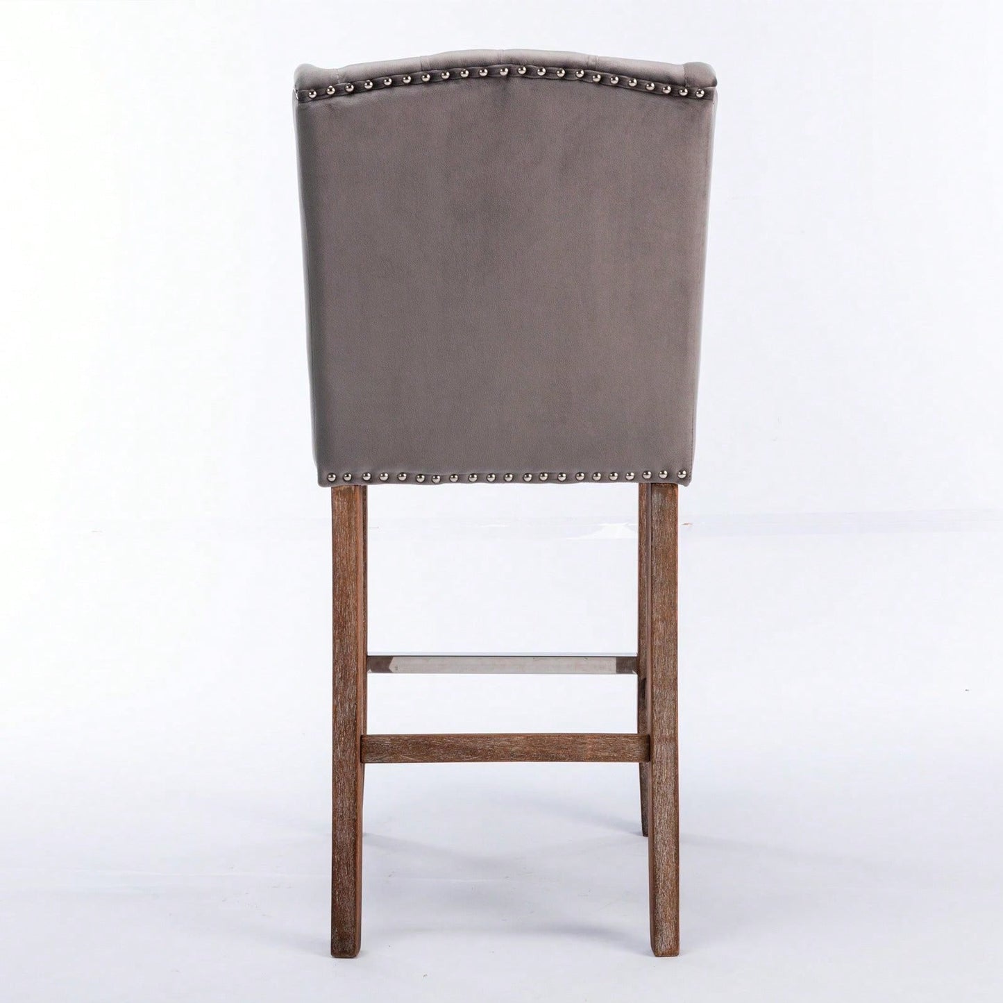 Upholstered Wingback Counter Height Bar Stools 27 Inch with Nailhead Trim and Tufted Back Set of 2