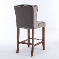 Upholstered Wingback Counter Height Bar Stools 27 Inch with Nailhead Trim and Tufted Back Set of 2