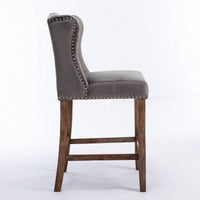 Upholstered Wingback Counter Height Bar Stools 27 Inch with Nailhead Trim and Tufted Back Set of 2