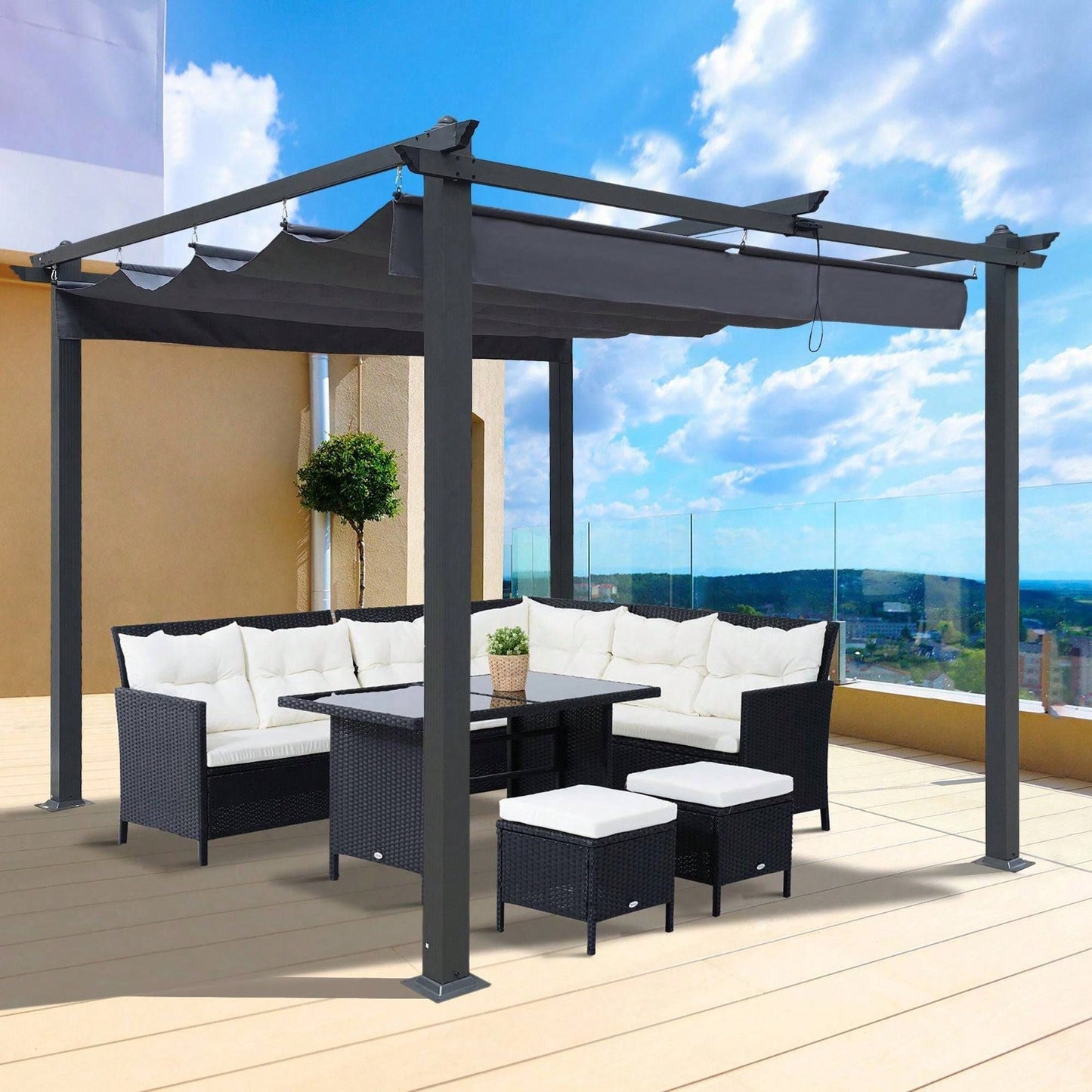 Outdoor Patio Retractable Pergola With Canopy Sunshelter Pergola For Gardens,Terraces,Backyard