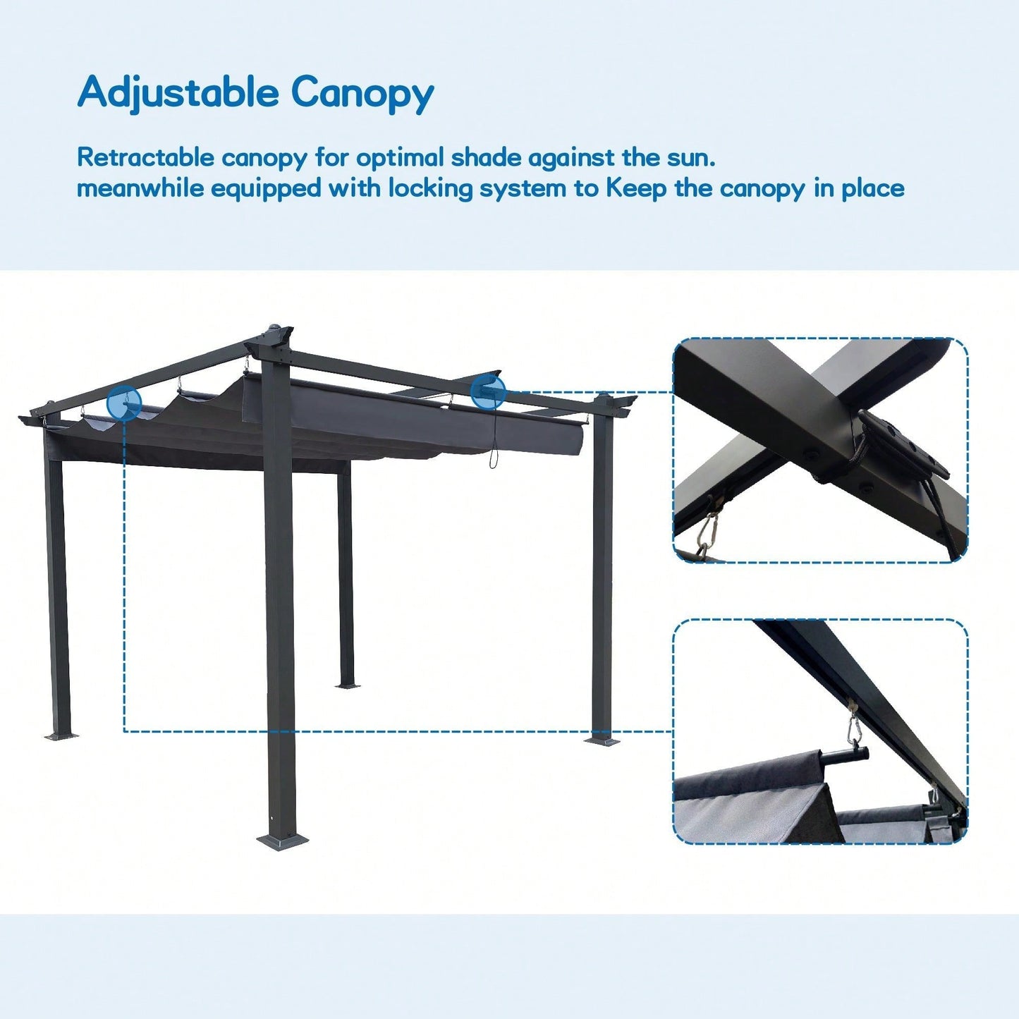 Outdoor Patio Retractable Pergola With Canopy Sunshelter Pergola For Gardens,Terraces,Backyard