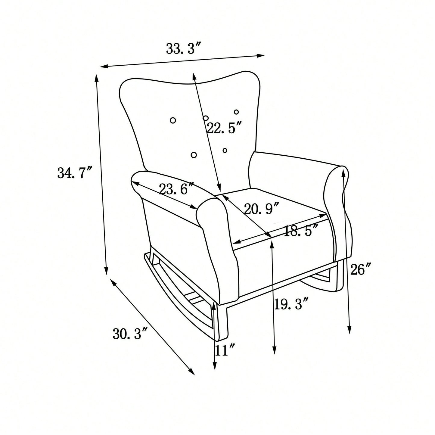 Contemporary Upholstered Rocking Chair for Nursery Playroom Bedroom Kids Accent Chair