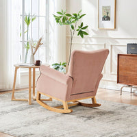 High Back Rocking Chair Nursery Chair , Comfortable Rocker Fabric Padded Seat ,Modern High Back Armchair