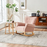 High Back Rocking Chair Nursery Chair , Comfortable Rocker Fabric Padded Seat ,Modern High Back Armchair