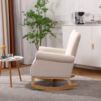 High Back Rocking Chair Nursery Chair , Comfortable Rocker Fabric Padded Seat ,Modern High Back Armchair