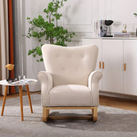 High Back Rocking Chair Nursery Chair , Comfortable Rocker Fabric Padded Seat ,Modern High Back Armchair