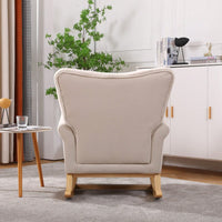 High Back Rocking Chair Nursery Chair , Comfortable Rocker Fabric Padded Seat ,Modern High Back Armchair