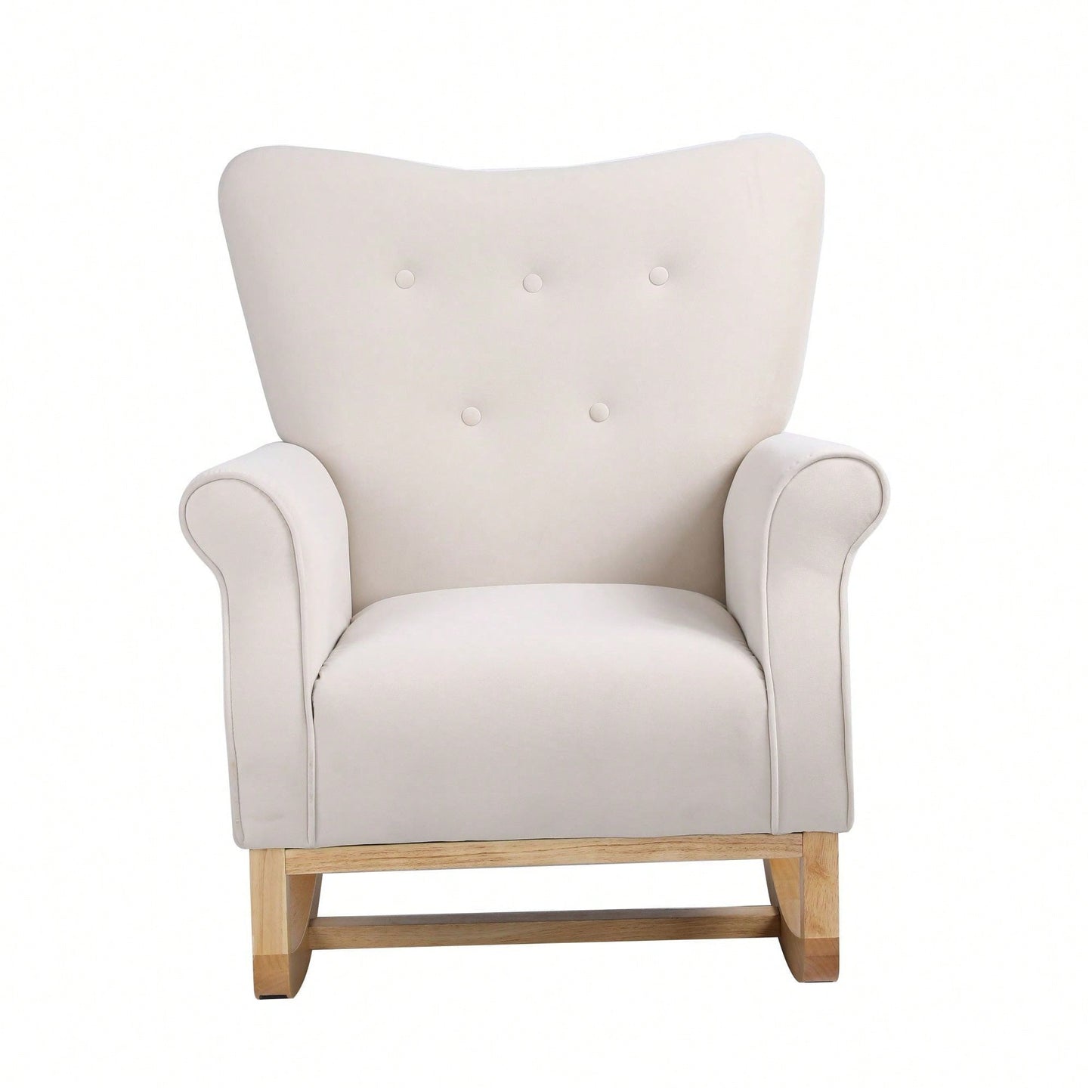 High Back Rocking Chair Nursery Chair , Comfortable Rocker Fabric Padded Seat ,Modern High Back Armchair