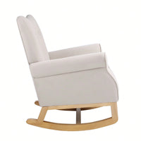 High Back Rocking Chair Nursery Chair , Comfortable Rocker Fabric Padded Seat ,Modern High Back Armchair