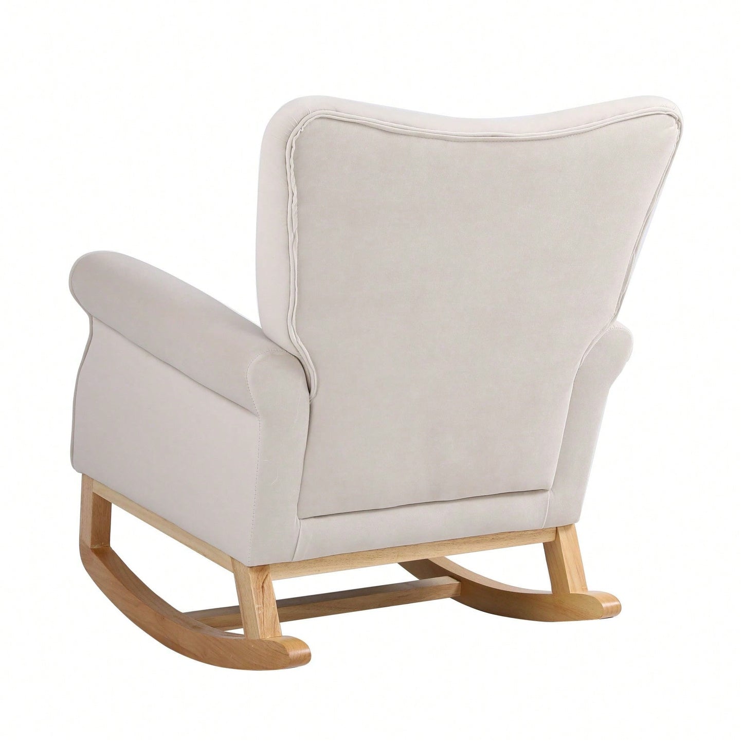 High Back Rocking Chair Nursery Chair , Comfortable Rocker Fabric Padded Seat ,Modern High Back Armchair