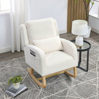 27.5"W Modern Accent High Back Living Room Casual Armchair Rocker With One Lumbar Pillow, Two Side Pockets