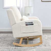 27.5"W Modern Accent High Back Living Room Casual Armchair Rocker With One Lumbar Pillow, Two Side Pockets