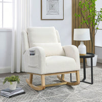 27.5"W Modern Accent High Back Living Room Casual Armchair Rocker With One Lumbar Pillow, Two Side Pockets