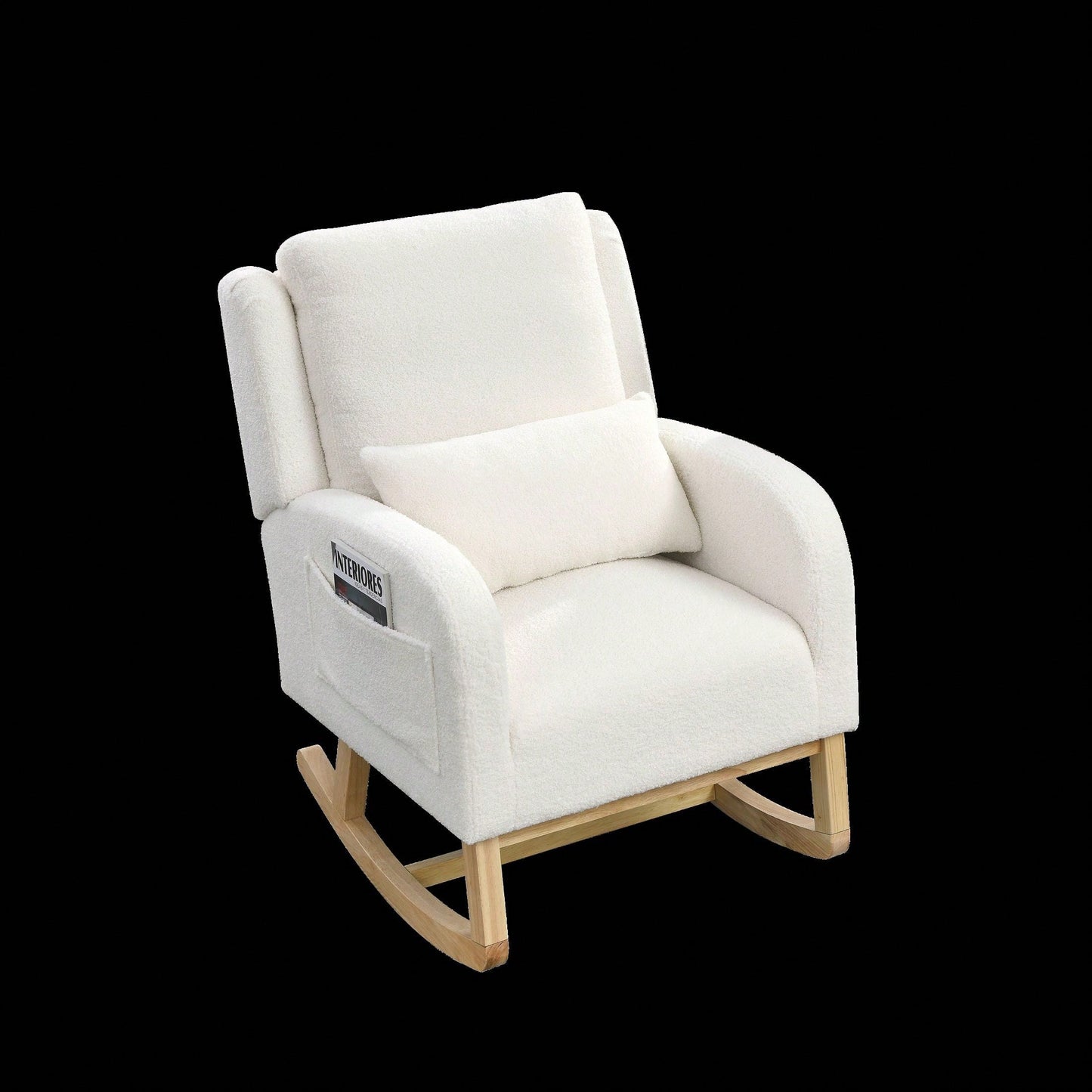 27.5"W Modern Accent High Back Living Room Casual Armchair Rocker With One Lumbar Pillow, Two Side Pockets