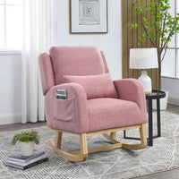 27.5"W Modern Accent High Back Living Room Casual Armchair Rocker With One Lumbar Pillow, Two Side Pockets