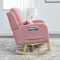 27.5"W Modern Accent High Back Living Room Casual Armchair Rocker With One Lumbar Pillow, Two Side Pockets