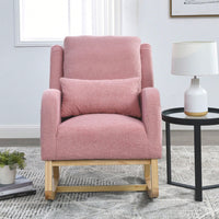 27.5"W Modern Accent High Back Living Room Casual Armchair Rocker With One Lumbar Pillow, Two Side Pockets