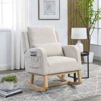 27.5"W Modern Accent High Back Living Room Casual Armchair Rocker With One Lumbar Pillow, Two Side Pockets