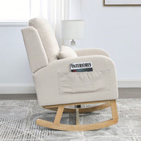 27.5"W Modern Accent High Back Living Room Casual Armchair Rocker With One Lumbar Pillow, Two Side Pockets