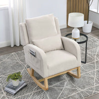 27.5"W Modern Accent High Back Living Room Casual Armchair Rocker With One Lumbar Pillow, Two Side Pockets