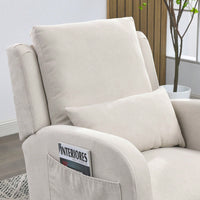 27.5"W Modern Accent High Back Living Room Casual Armchair Rocker With One Lumbar Pillow, Two Side Pockets