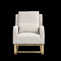 27.5"W Modern Accent High Back Living Room Casual Armchair Rocker With One Lumbar Pillow, Two Side Pockets